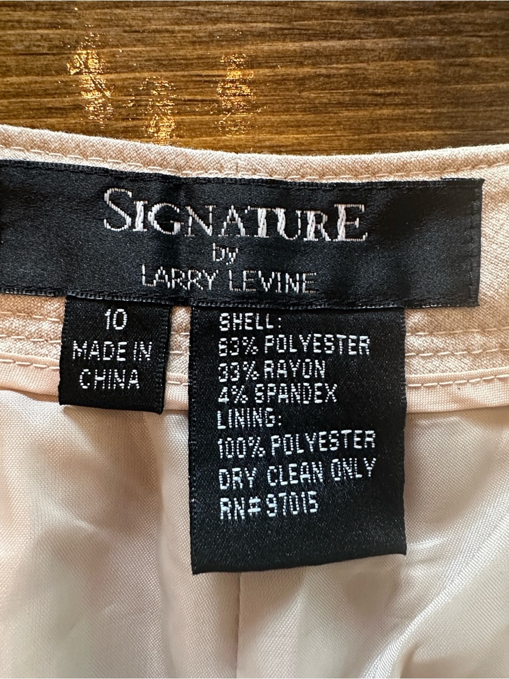 Beige Oatmeal Wide Leg Trousers | Size 10 | Larry Levine | *** Altered Hem - Picture 6 of 6